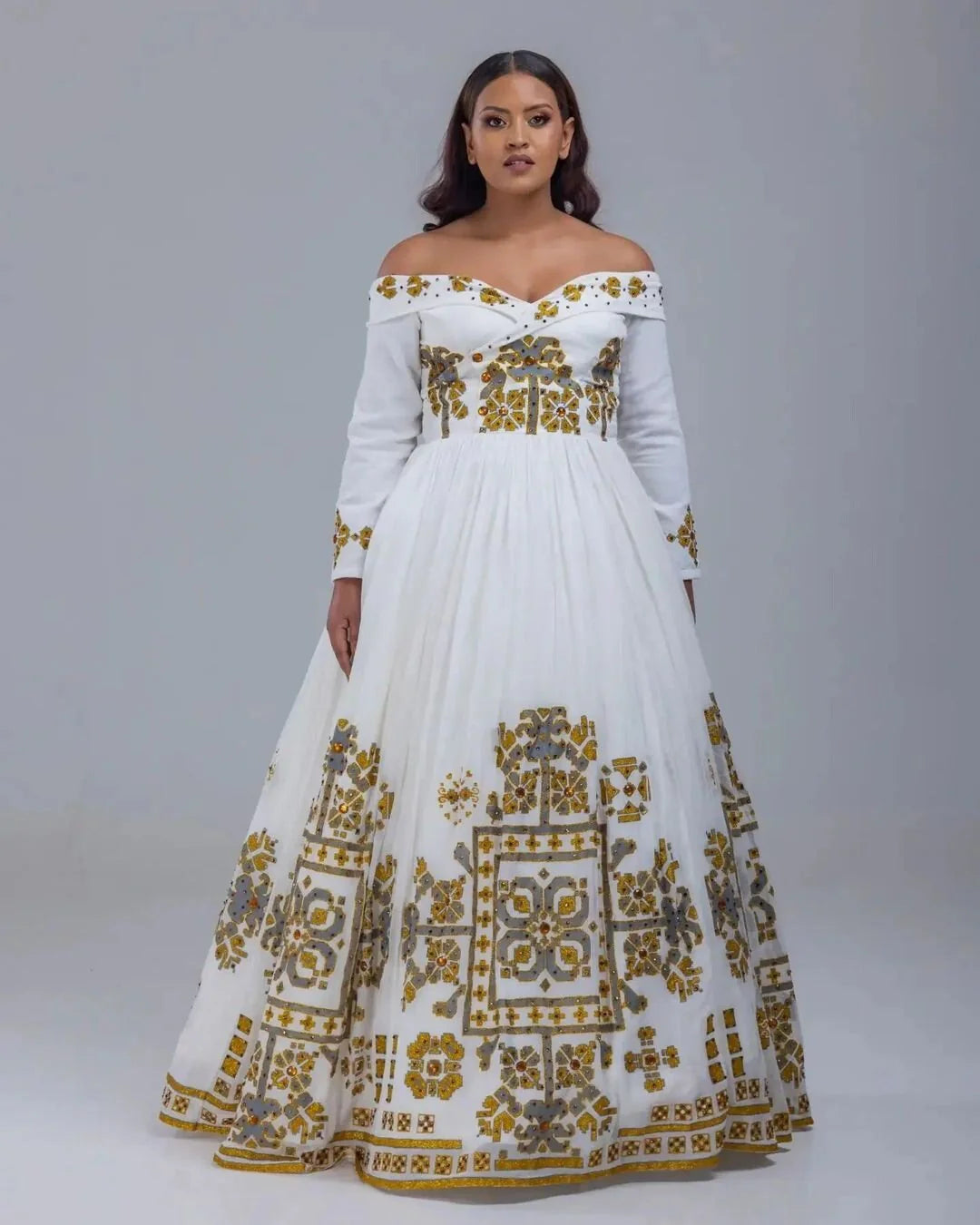 Embroidered Habesha Wedding dress A stylish expression of cultural heritage
