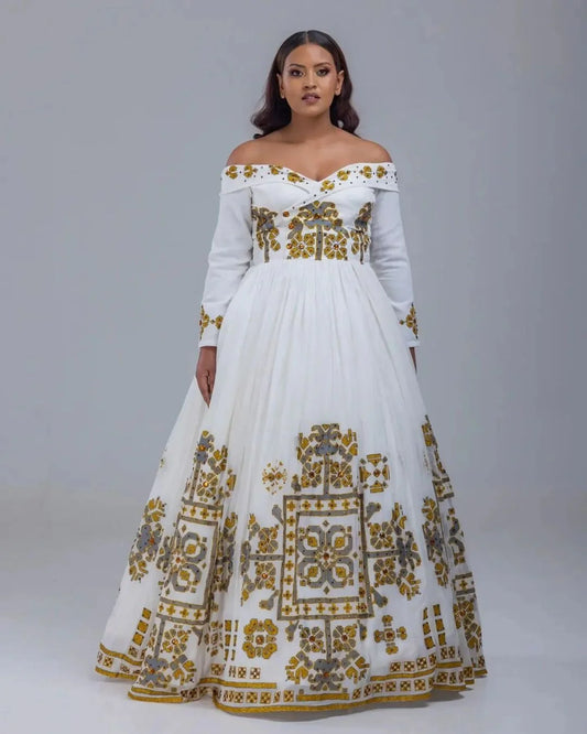 Embroidered Habesha Wedding dress A stylish expression of cultural heritage
