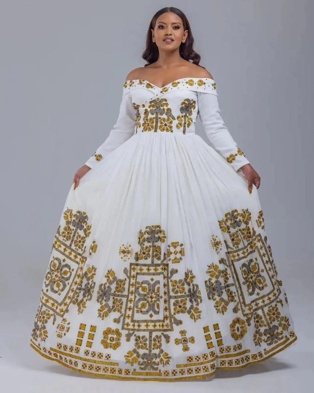Embroidered Habesha Wedding dress A stylish expression of cultural heritage