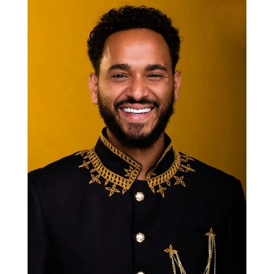 Modern Habesha Shirt for Men Black Traditional Libs Cultural Cloth Simple Habesha Shirt