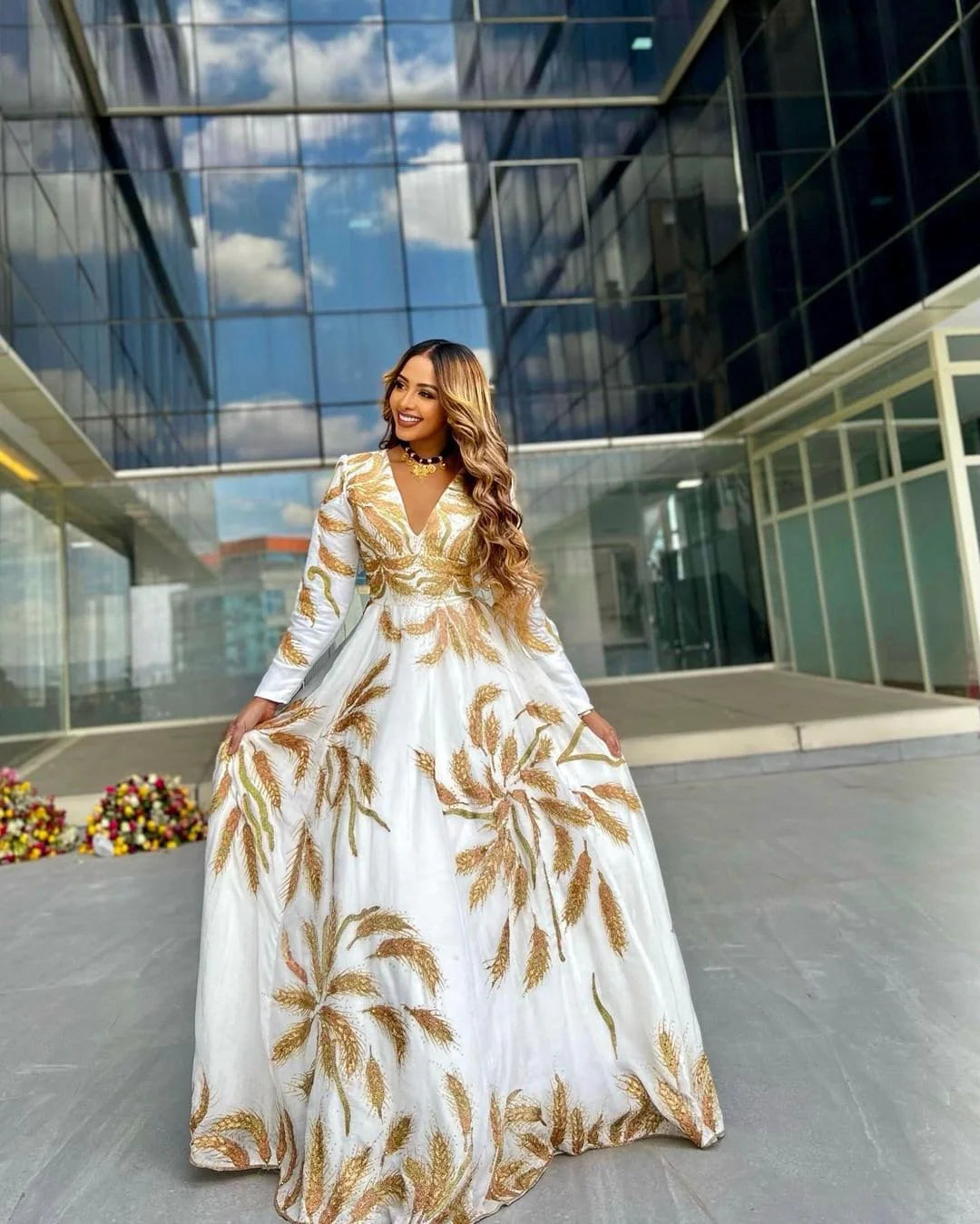Unique handwoven Habesha Kemis a modern wedding dress