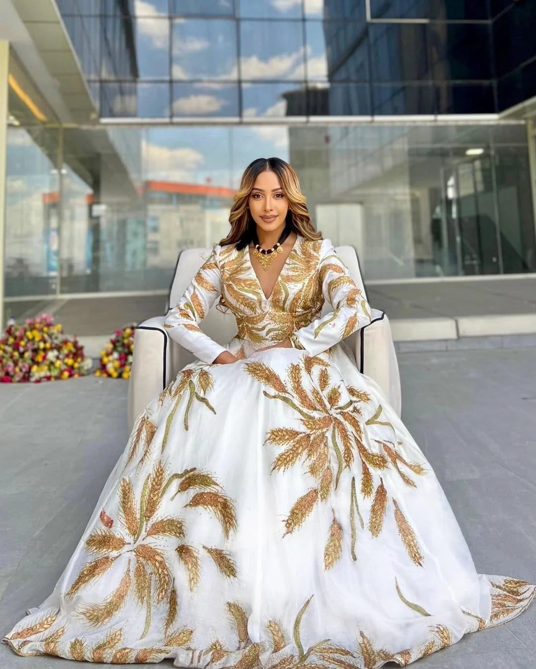 Unique handwoven Habesha Kemis a modern wedding dress