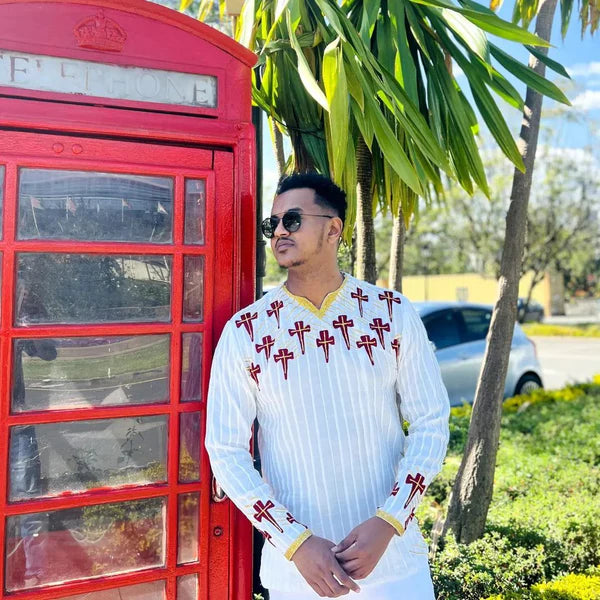 Simple Habesha Shirt for Men Handwoven Traditional Libs Modern Habesha Shirt.