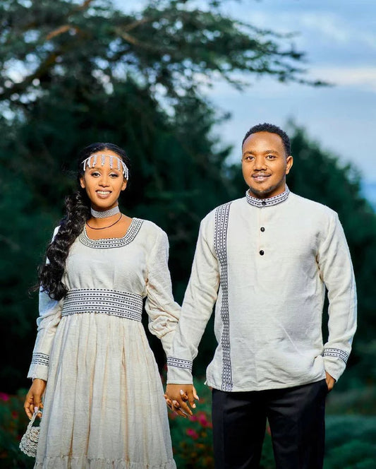 Elegant Oromo Outfit for Couples with Accessories.