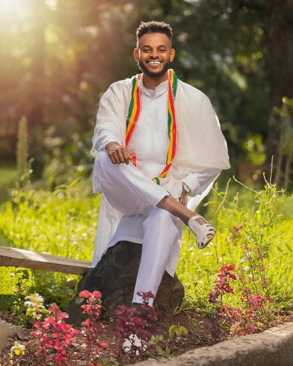 Handcrafted Habesha Shirt for Men Complete Men's Ensemble With Footwear.