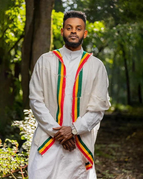 Handcrafted Habesha Shirt for Men Complete Men's Ensemble With Footwear.