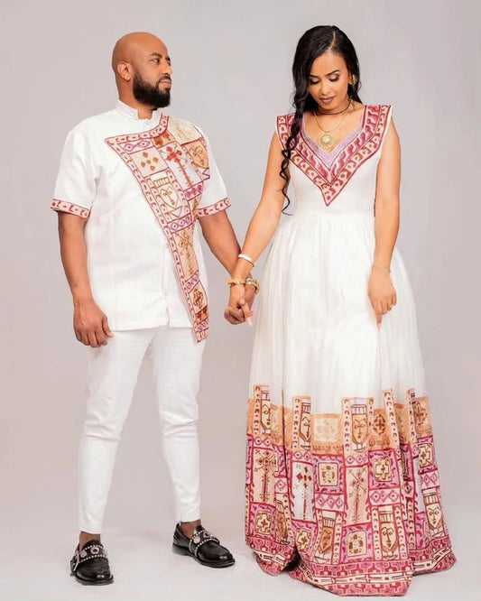 Stunning Habesha Couples Outfit: Exquisite Attire