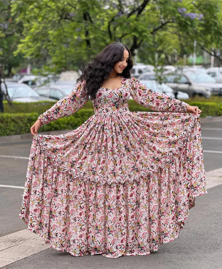 Exquisitely elegant Habesha chiffon dress