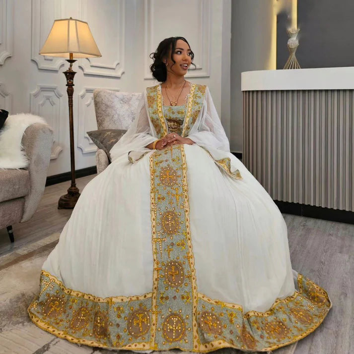 exquisite Habesha wedding dress showcases the exceptional skill and artistry