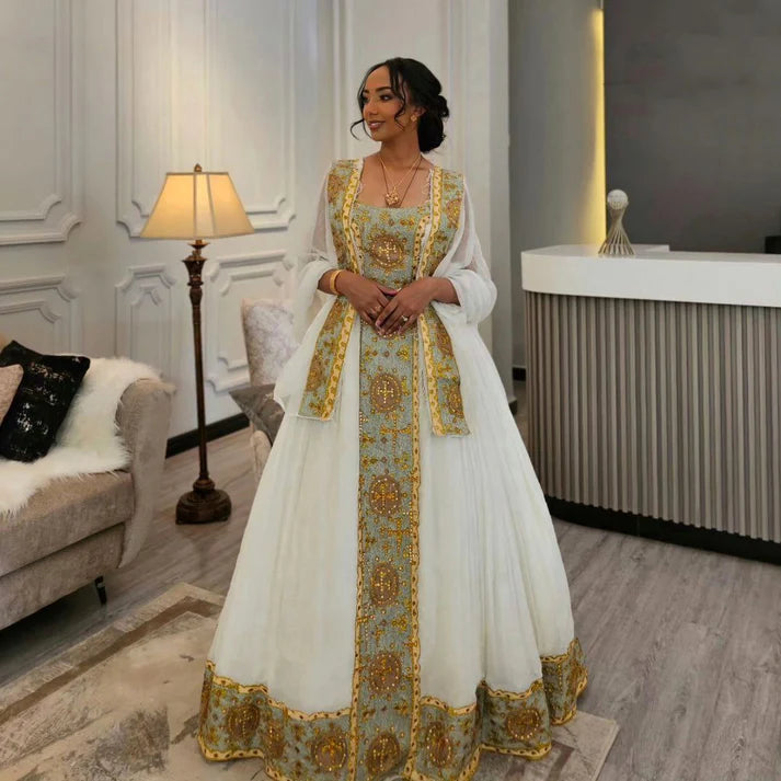 exquisite Habesha wedding dress showcases the exceptional skill and artistry