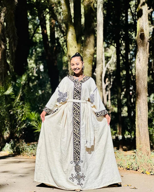 Timeless Cream Habesha Dress