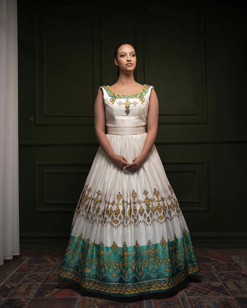 Alluring Green Traditional Ethiopian Dress