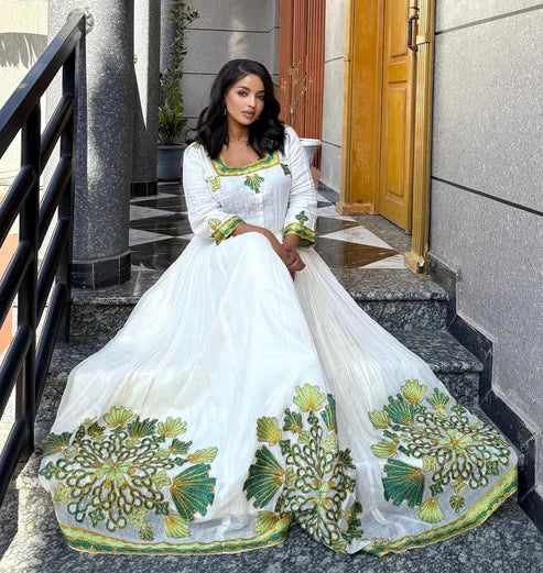 Appealing Green Traditional Ethiopian Dress