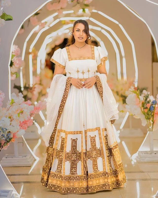 Stunning Habesha dress, known as Habesha kemis