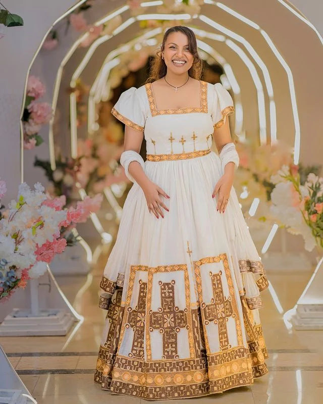 Stunning Habesha dress, known as Habesha kemis