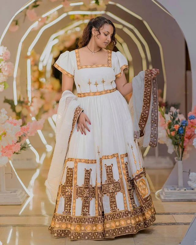 Stunning Habesha dress, known as Habesha kemis