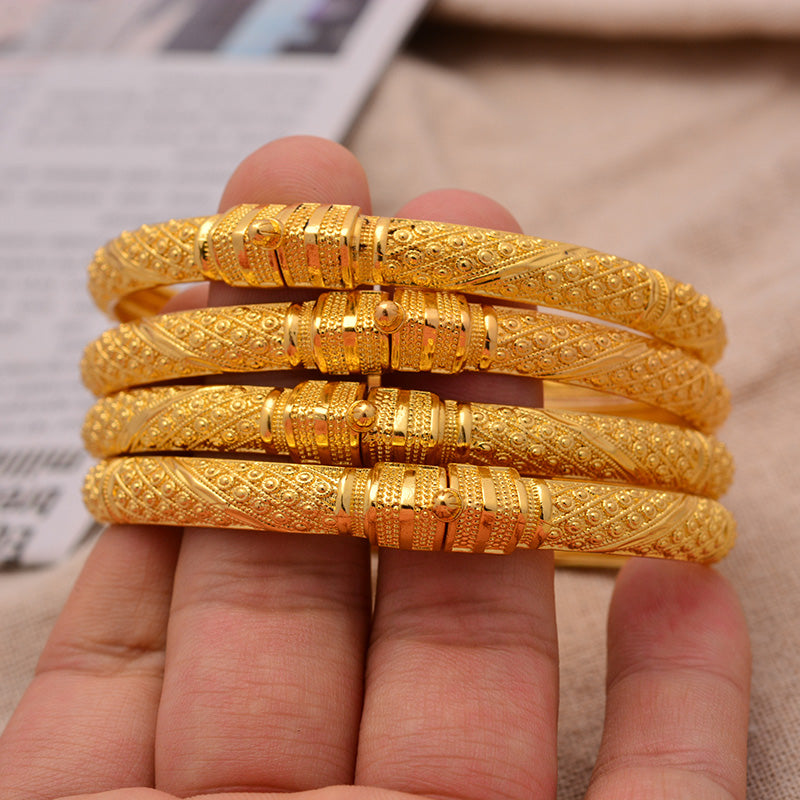 Habesha Gold Color Bangles - 4 Piece Bracelet Set
