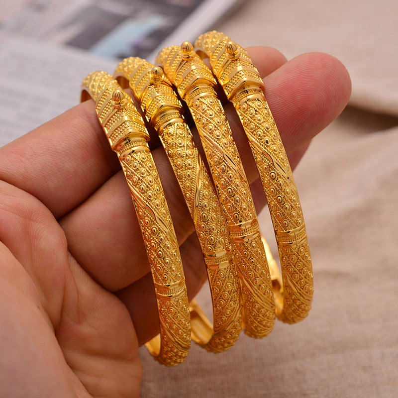 Habesha Gold Color Bangles - 4 Piece Bracelet Set