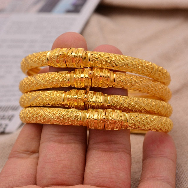 Habesha Gold Color Bangles - 4 Piece Bracelet Set