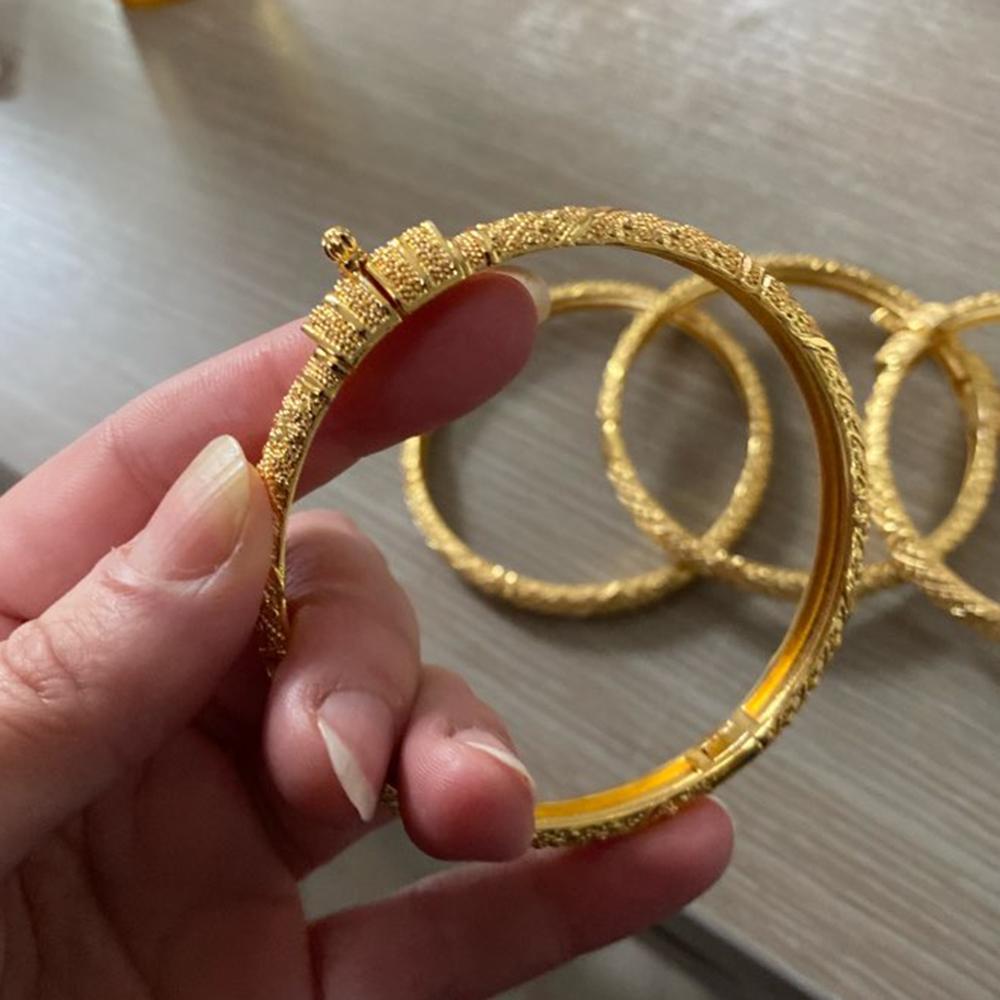 Habesha Gold Color Bangles - 4 Piece Bracelet Set