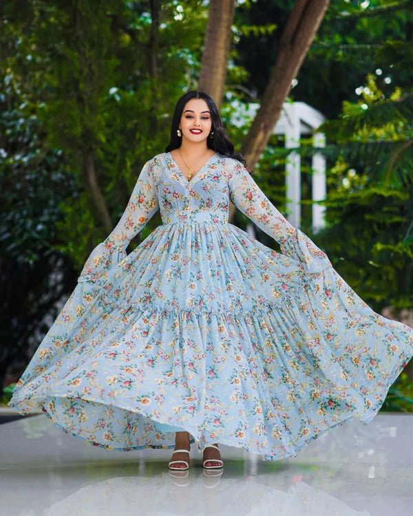 Naturally Fresh Look with a Habesha Chiffon Dress