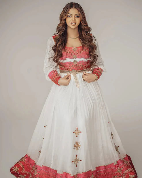 Glamorous Red Traditional Ethiopian Dress