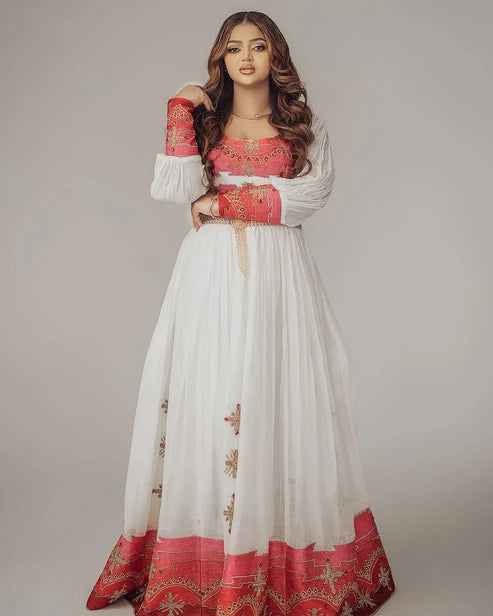 Glamorous Red Traditional Ethiopian Dress