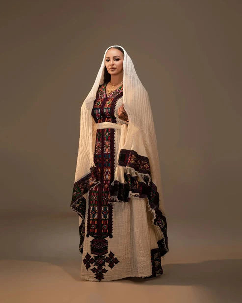 Ageless Dark Embroidered Traditional Dress