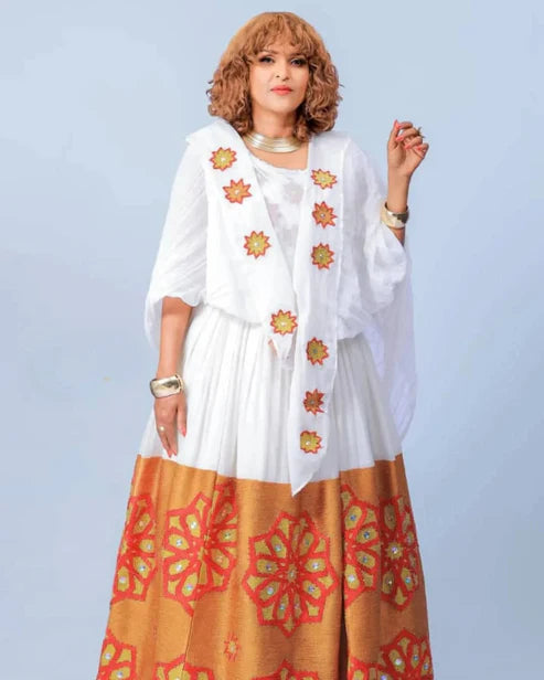 Marvelous Orange Ethiopian Dress