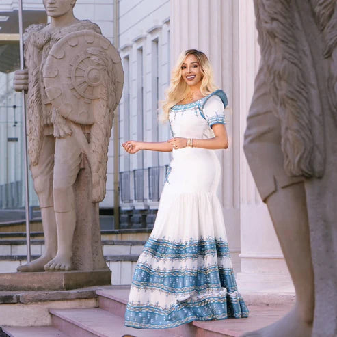 Adorable Blue Traditional Ethiopian Dress