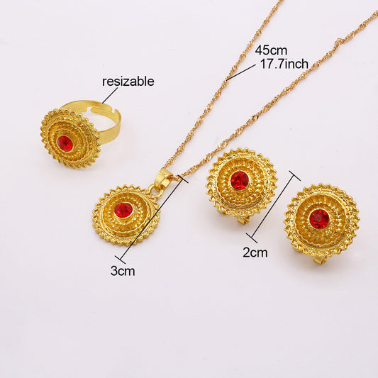 Luxury Necklace Earrings Ring Three Piece Set