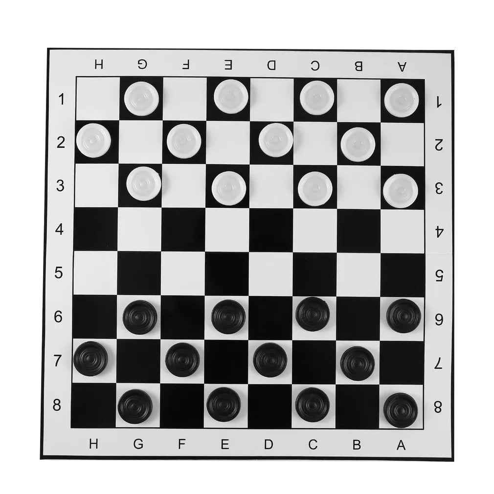 Large Size Plastic Checkers/Draughts Folding Chessboard International Chess Set Travel Board Game Competition Toy