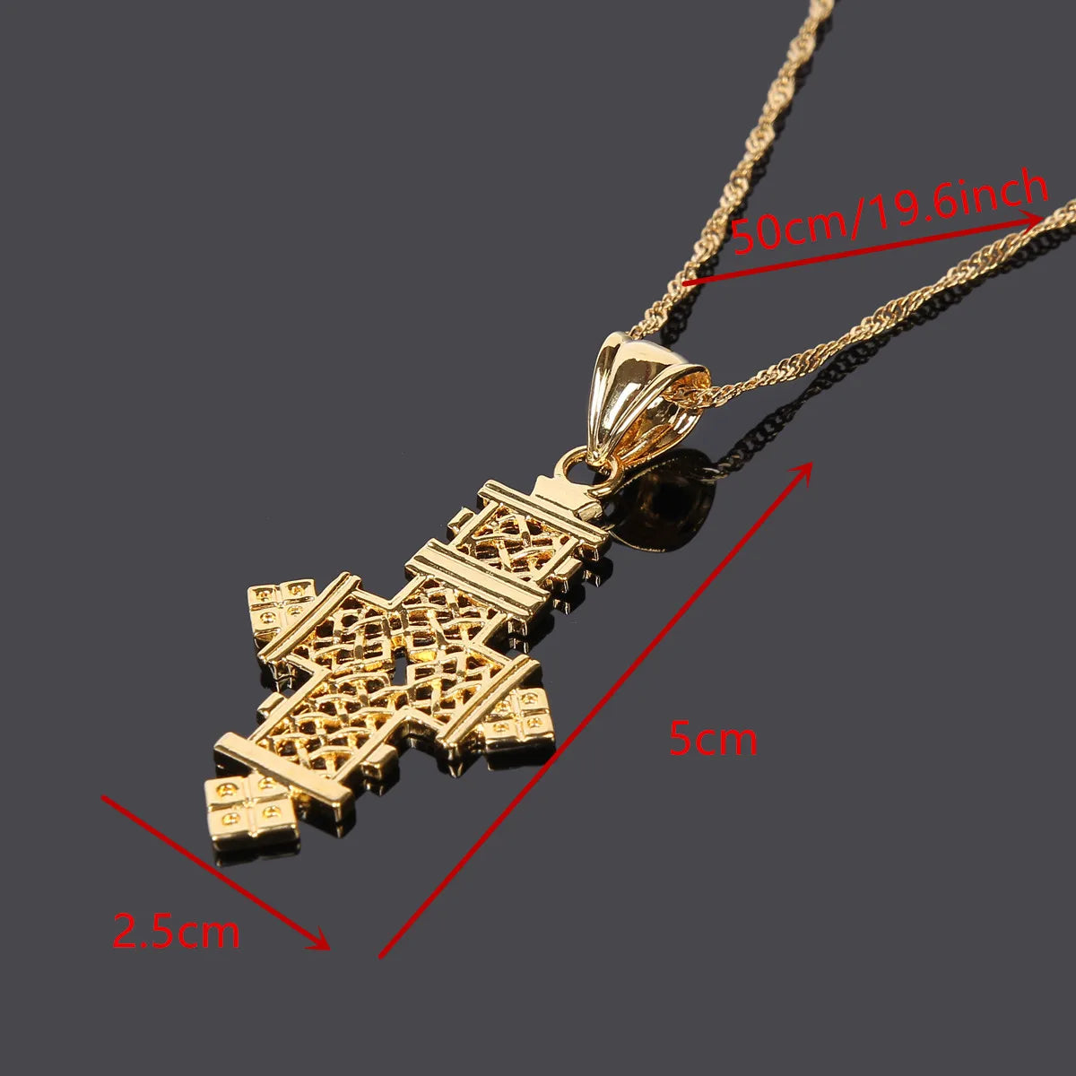 Ethiopian Hollow Cross Pendant Necklace Women Men Rope Silve Gold Color African Chain Jewelry