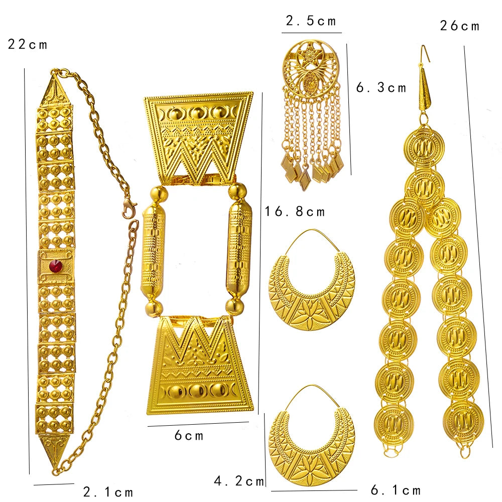 Ethlyn 2019 Latest Gold Color Red Stone Women Eritrean Traditional Wedding Jewelry Sets S112C