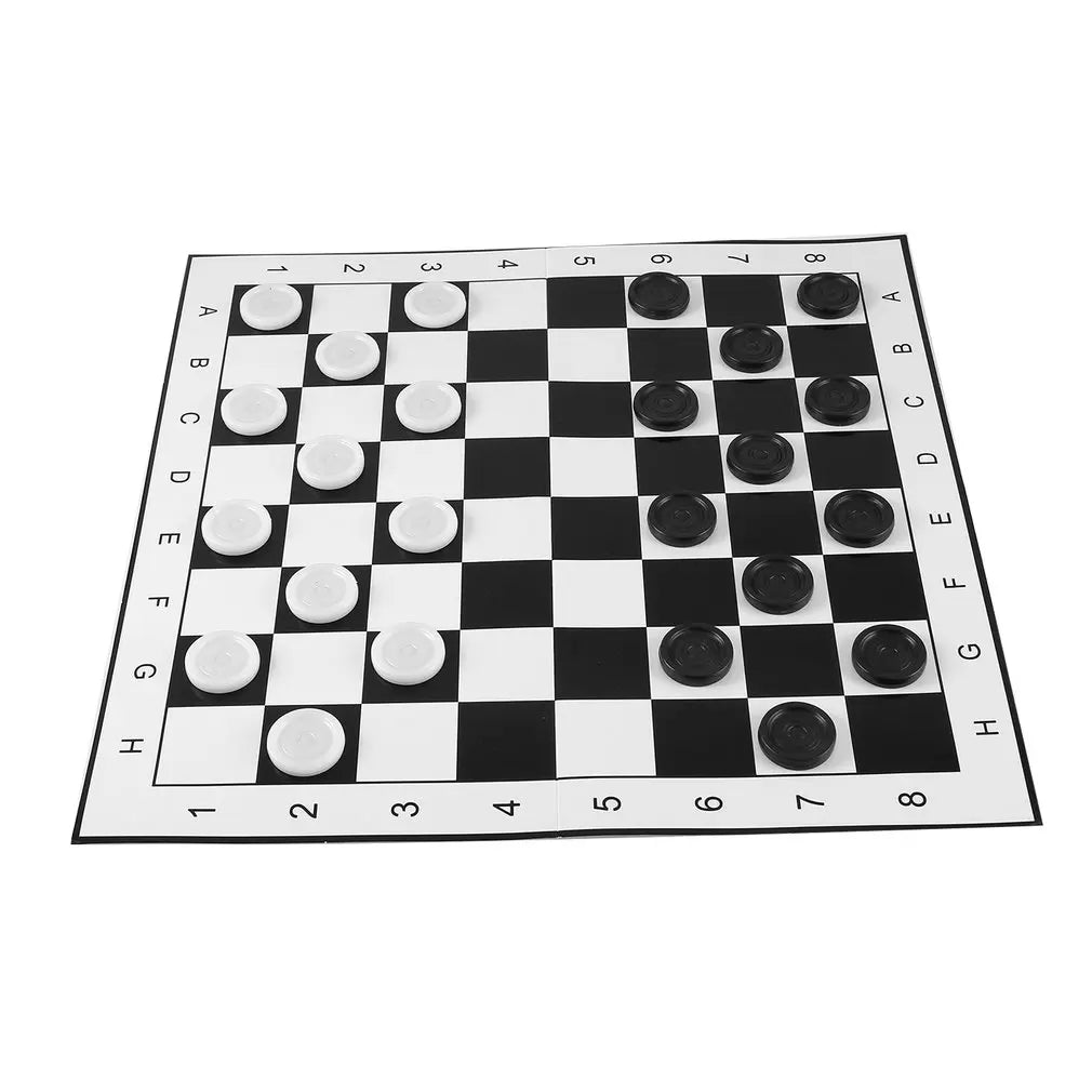 Large Size Plastic Checkers/Draughts Folding Chessboard International Chess Set Travel Board Game Competition Toy