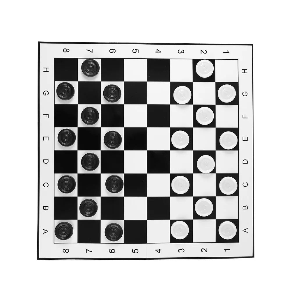 Large Size Plastic Checkers/Draughts Folding Chessboard International Chess Set Travel Board Game Competition Toy