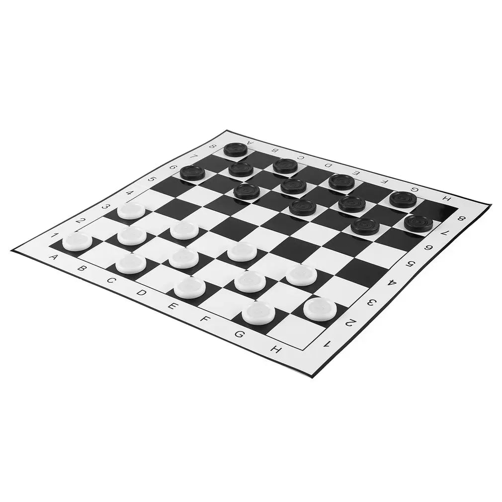 Large Size Plastic Checkers/Draughts Folding Chessboard International Chess Set Travel Board Game Competition Toy