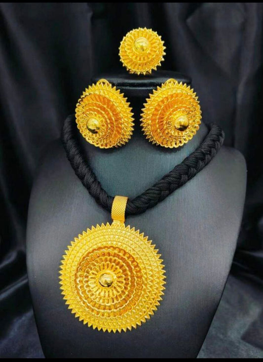 Radiant Habeshan Gold Jewelry Set Sunburst Elegance