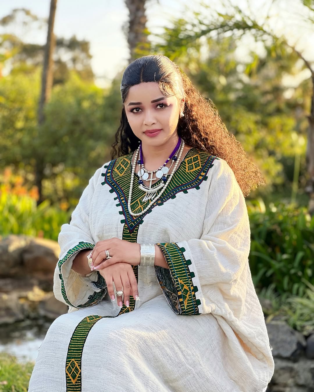 Charming Multicolored Habesha Traditional Attire Made with Cultural Fabric Simple
