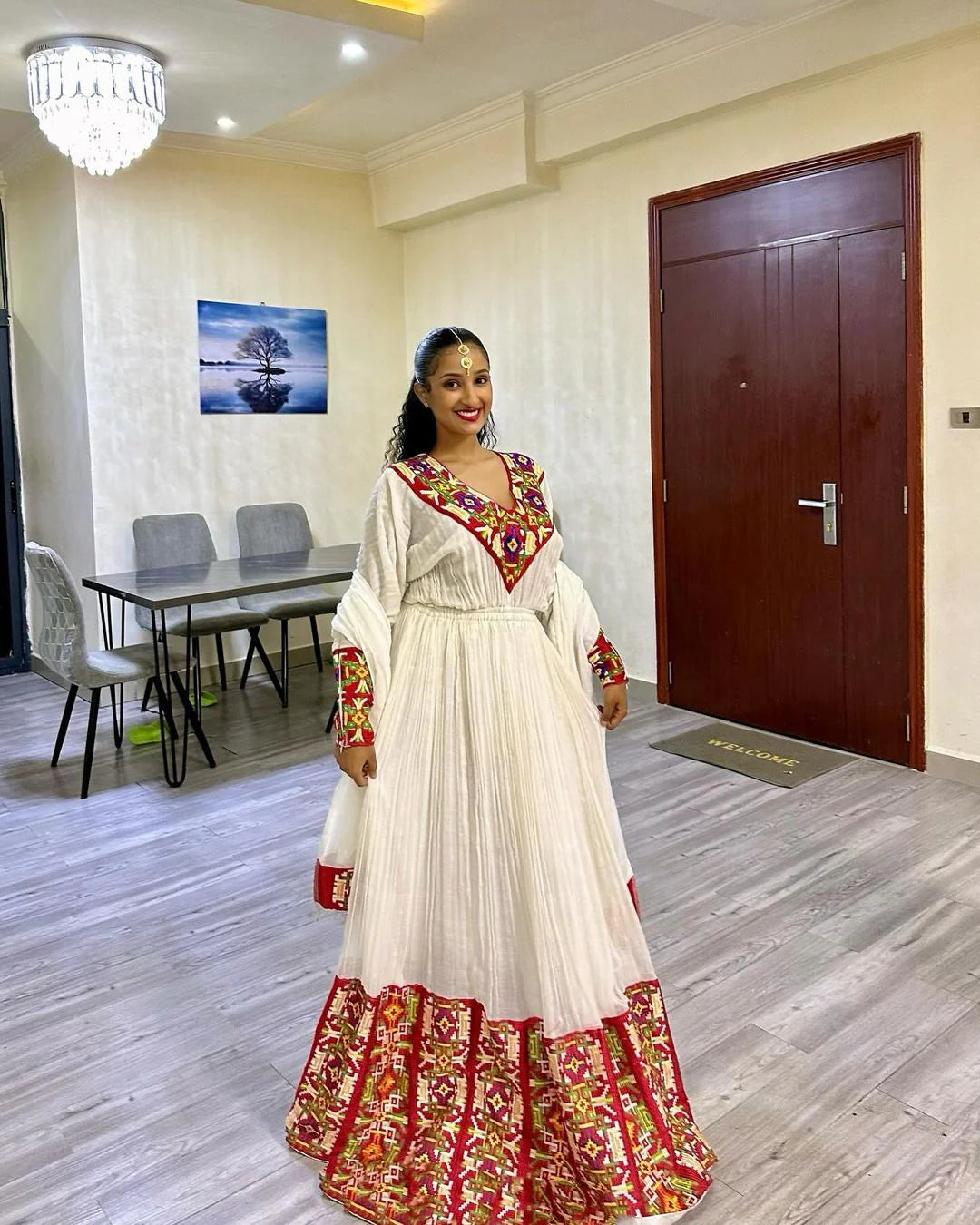 Captivating Red Habesha Attire Vibrant Traditional Garment for Church and Cultural Festivities Habesha Kemis