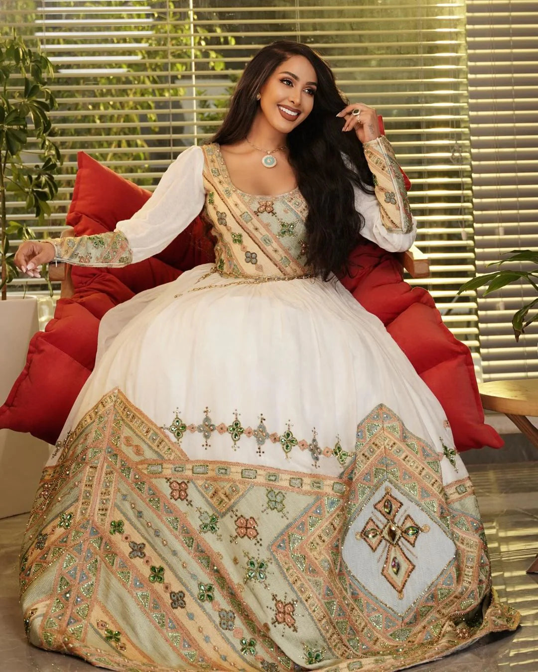 Elegant Beadwork Habesha Bridal Gown Contemporary Habesha Kemis for Every Celebration