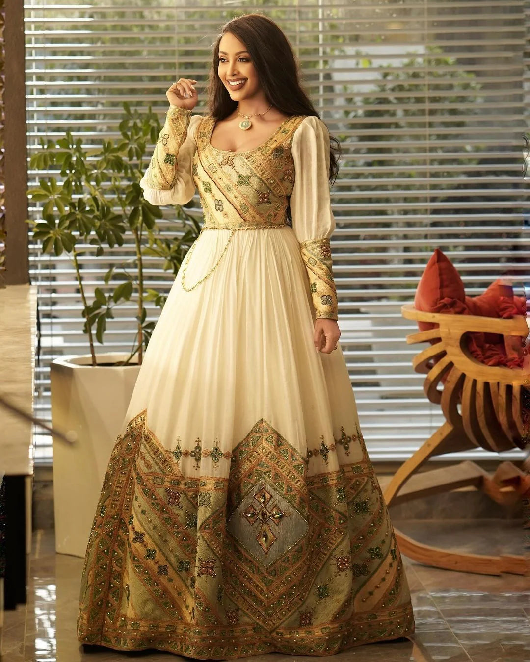 Elegant Beadwork Habesha Bridal Gown Contemporary Habesha Kemis for Every Celebration