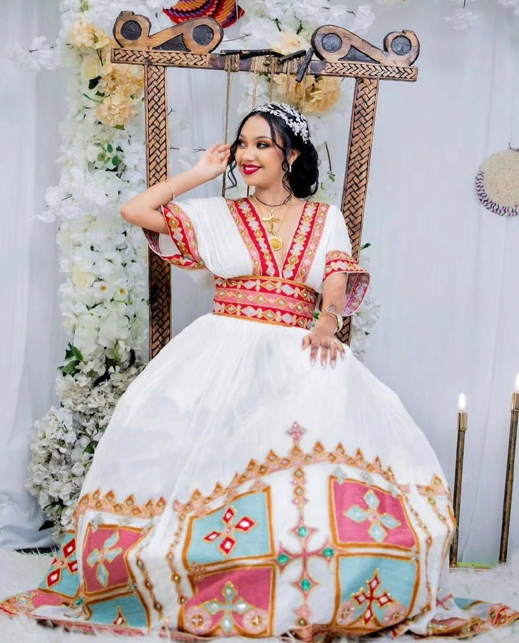 Habesha Grace A Habesha Wedding dress Embracing Bold Colors in Habesha Kemis Designs