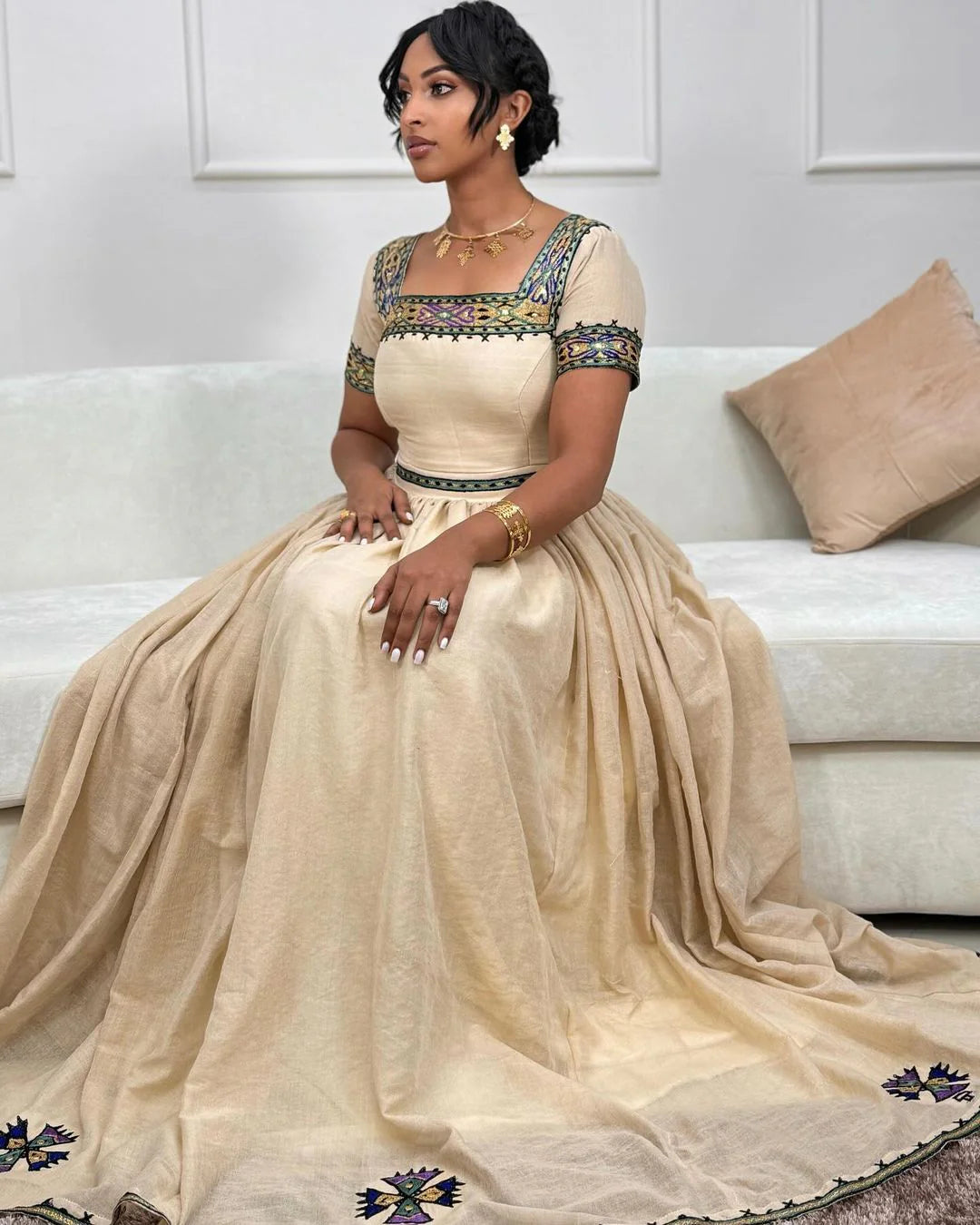 Stunning Tilet Modern Habesha Dress, Habesha Kemis Style