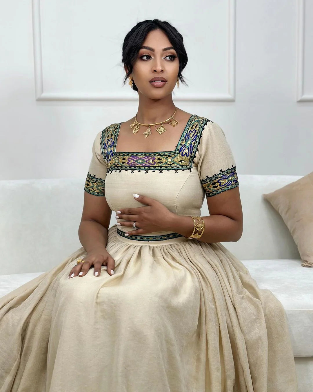 Stunning Tilet Modern Habesha Dress, Habesha Kemis Style