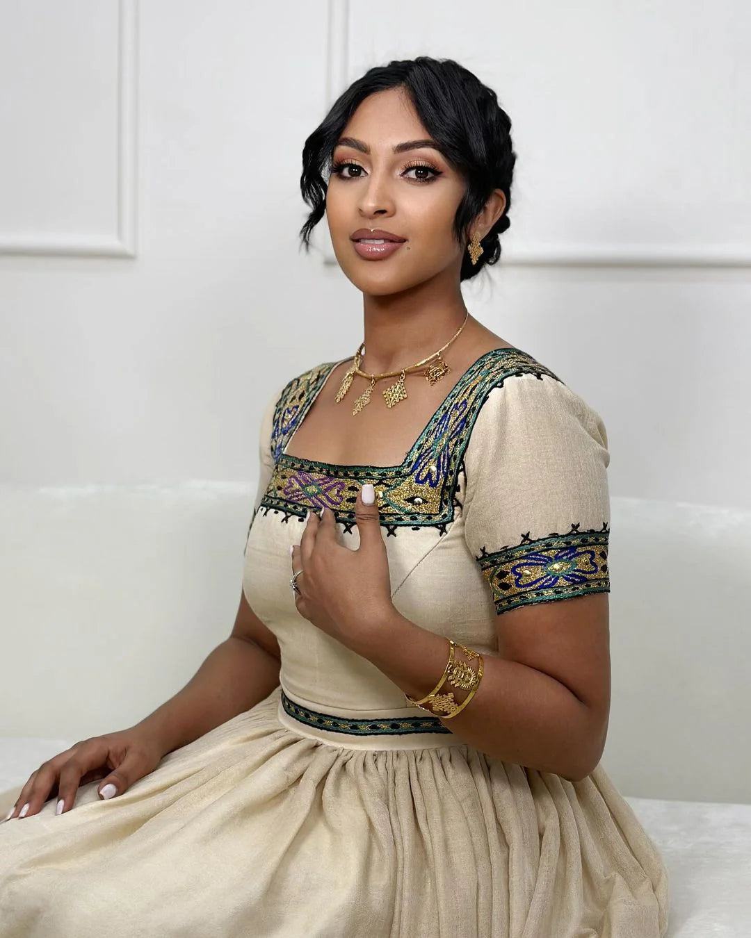 Stunning Tilet Modern Habesha Dress, Habesha Kemis Style