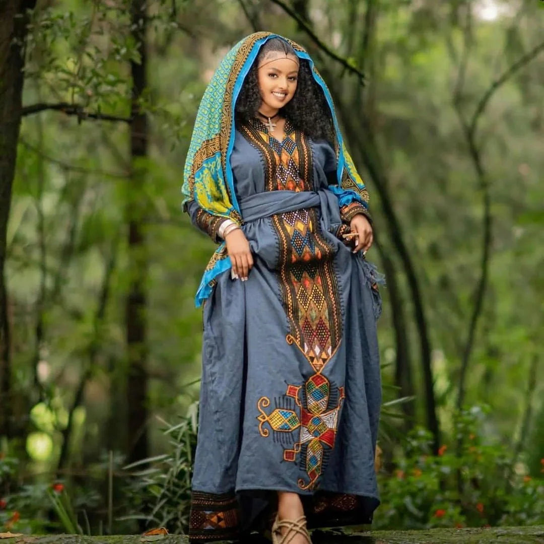 Beautiful Raya Dress, Handwoven Habesha Kemis, Modern Traditional Habesha Dress