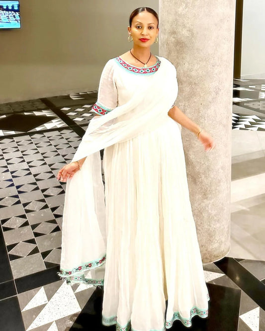 Classic Minimalist Habesha Gown  Contemporary Habesha Kemis Style