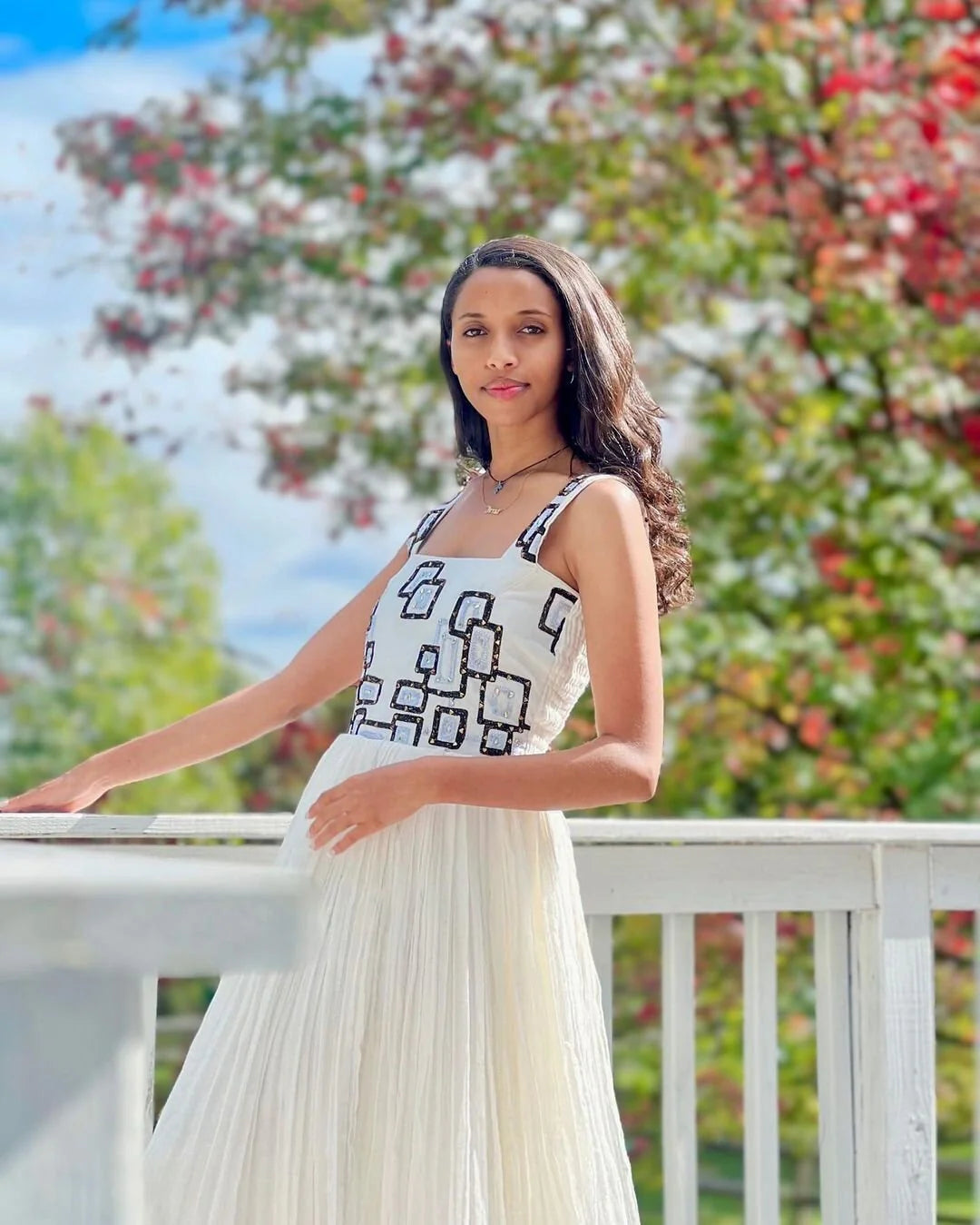 Timeless Elegance in Habesha Dress featuring Geometric Box Patterns
