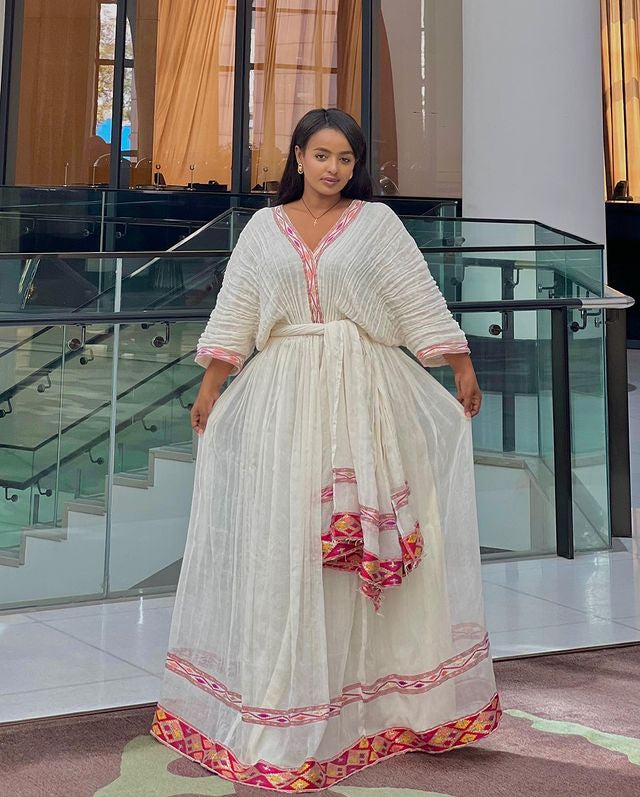 Stunning Light Color Habesha Dress Effortless Grace in Habesha Kemis